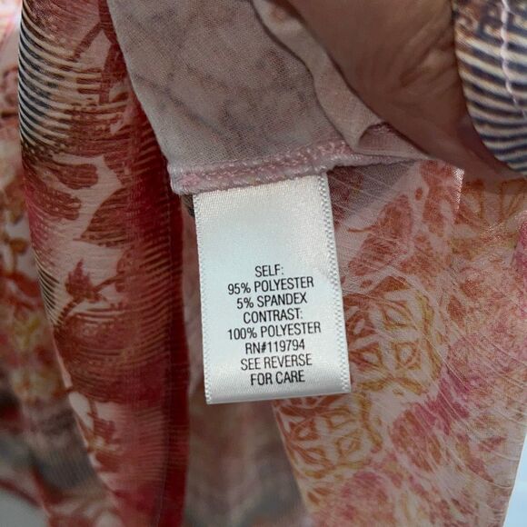 Croft & Barrow Women's Multicolor Split Neck Roll Up Sleeve Blouse Size XXL - Picture 10 of 10